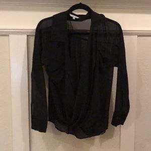 Naked Zebra black sheer blouse